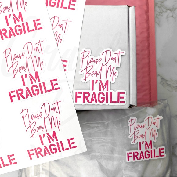 Please Don’t Bend Me I’m FRAGILE - (Pink Sticker) 2" (inches)(48ct.)[GD62-48] - Picture 3 of 4
